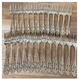 Wallace Silver Antique Baroque (Gold Electroplate) Flatware Set in Original Wood Box