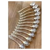 Wallace Silver Antique Baroque (Gold Electroplate) Flatware Set in Original Wood Box