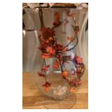 Large Artificial Lit Floral Arrangement with Rust and Tan Roses & Hydrangeas