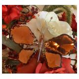 Large Artificial Lit Floral Arrangement with Rust and Tan Roses & Hydrangeas
