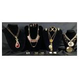 Elegant Collection of Vintage Gold Tone Necklaces and Earrings