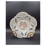 Meena Bone China Scalloped Floral Woven Basket Bowl