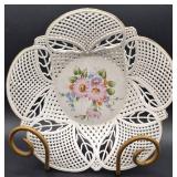 Meena Bone China Scalloped Floral Woven Basket Bowl