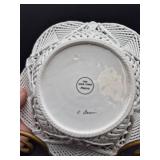 Meena Bone China Scalloped Floral Woven Basket Bowl