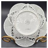 Meena Bone China Scalloped Floral Woven Basket Bowl