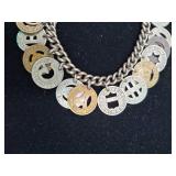 One of a Kind Sterling Silver Bracelet with Bus Fare Tokens from Around the US
