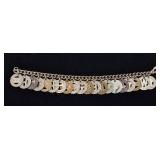 One of a Kind Sterling Silver Bracelet with Bus Fare Tokens from Around the US
