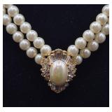 Pearl and Rhinestone 17" Necklace and Earrings Set