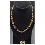 Swarovski Gold Plated Crystal Statement Necklace and Earrings Set with Swan Logo