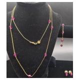 Vintage Swarovski Red Berry Necklace, Bracelet and Earring Set with Swan Logo