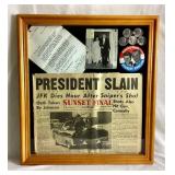 John F. Kennedy Memorabilia Collection Kennedy Shadow Box, Torch is Passed Book and JFK  Commemorative Medal/Token,