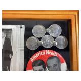John F. Kennedy Memorabilia Collection Kennedy Shadow Box, Torch is Passed Book and JFK  Commemorative Medal/Token,