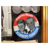 John F. Kennedy Memorabilia Collection Kennedy Shadow Box, Torch is Passed Book and JFK  Commemorative Medal/Token,