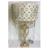 Champagne Jeweled Table Lamp with Metal Shade