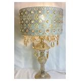 Champagne Jeweled Table Lamp with Metal Shade