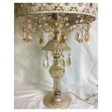 Champagne Jeweled Table Lamp with Metal Shade