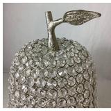 Large 19" Crystal Silver Pear Sculpture with Faux Rhinestones and Siver Finish