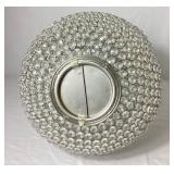 Large 19" Crystal Silver Pear Sculpture with Faux Rhinestones and Siver Finish