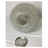 Large 19" Crystal Silver Pear Sculpture with Faux Rhinestones and Siver Finish