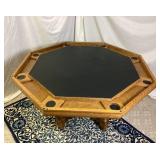 Octagonal Oak Poker Table with Black Playing Surface, Table Cover and 5 Chairs
