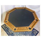 Octagonal Oak Poker Table with Black Playing Surface, Table Cover and 5 Chairs