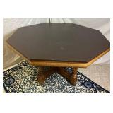 Octagonal Oak Poker Table with Black Playing Surface, Table Cover and 5 Chairs