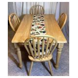 Wooden Rectangular Dining Table and 4 Spindle Back Chairs