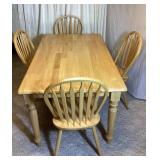 Wooden Rectangular Dining Table and 4 Spindle Back Chairs