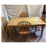 Wooden Rectangular Dining Table and 4 Spindle Back Chairs