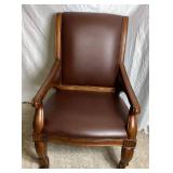 Louis Philippe Style Brown Leather Armchair