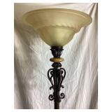 Torchiere Floor Lamp with Metal Scroll Design