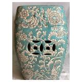 Aqua Turquoise Blue Floral Medallion Garden Stool