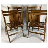 Vintage Set of 4 Wooden Folding Chairs - Romania
