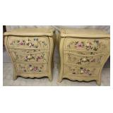 Pair of Hand Painted 3 Drawer Nightstands (26"W x 14"D x28.5"H)