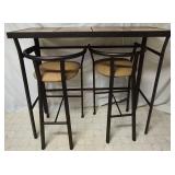 Bar Height Table and 2 Bar Stools -Table: 49.5"W x 18"D x 42.5"H Bar Stools: 22"W x 18"D x 36"H - 29" Seat Height