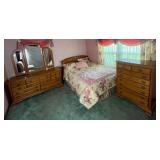 3 Piece Bedroom Set with Tall Boy  8 Drawer Dresser, Long Boy 10 Drawer Dresser with Mirror and Queen Size Bed with Headboard