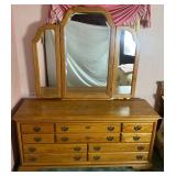 3 Piece Bedroom Set with Tall Boy  8 Drawer Dresser, Long Boy 10 Drawer Dresser with Mirror and Queen Size Bed with Headboard
