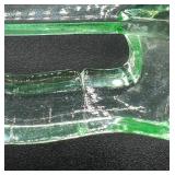 Vintage Uranium Glass Plates - Jenkins Glass Ocean Wave and Anchor Hocking Cameo Cake Plate