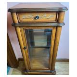 3 Glass Sided Small Display Cabinet with 2 Glass Shelves and Mirror on Back