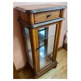 3 Glass Sided Small Display Cabinet with 2 Glass Shelves and Mirror on Back