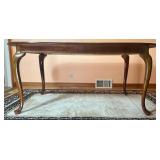 Universal Furniture Dining Room Table with 4 Black & Gold Covered Chairs and 1 Leaf