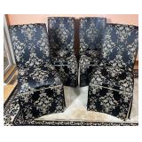 Universal Furniture Dining Room Table with 4 Black & Gold Covered Chairs and 1 Leaf