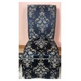 Universal Furniture Dining Room Table with 4 Black & Gold Covered Chairs and 1 Leaf