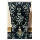 Universal Furniture Dining Room Table with 4 Black & Gold Covered Chairs and 1 Leaf