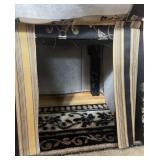 Universal Furniture Dining Room Table with 4 Black & Gold Covered Chairs and 1 Leaf