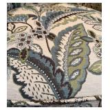Two Accent Chairs -Blue Floral Print and Solid Blue/Teal Armless Chair with Pillow