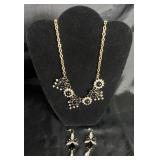 Vintage Black and Gold Tone Necklaces and Earrings