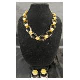 Vintage Black and Gold Tone Necklaces and Earrings