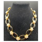 Vintage Black and Gold Tone Necklaces and Earrings
