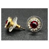 Vintage 16" Gold Tone Necklace with Red Teardrop Accents and Matching Earrings